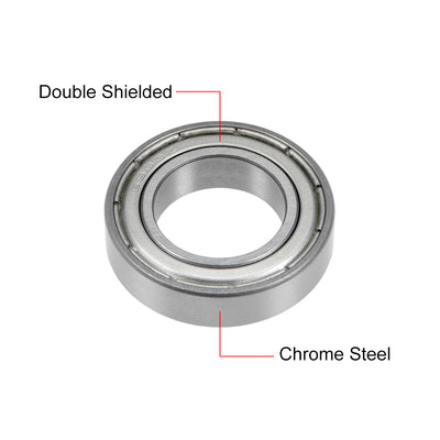 Harfington Deep Groove Ball Bearings Metric Double Shielded Chrome Steel ABEC1 Z1 Level