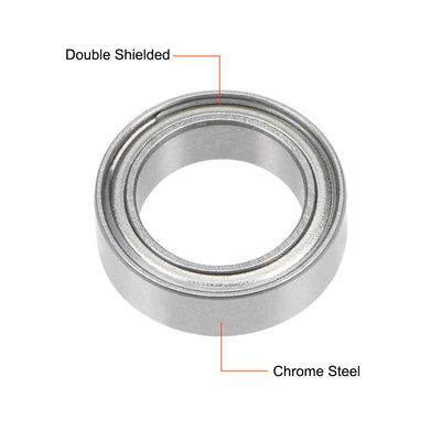 Harfington Deep Groove Ball Bearings Metric Double Shielded Chrome Steel Roller ABEC1 Z1