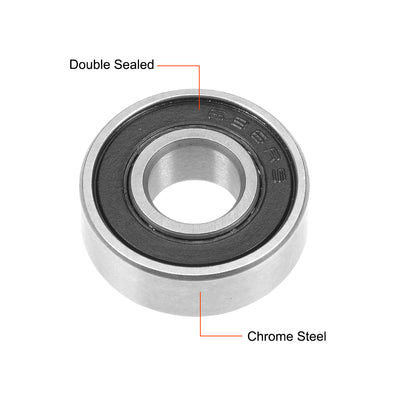 Harfington Deep Groove Ball Bearings Metric Double Seal Chrome Steel ABEC1 Z1