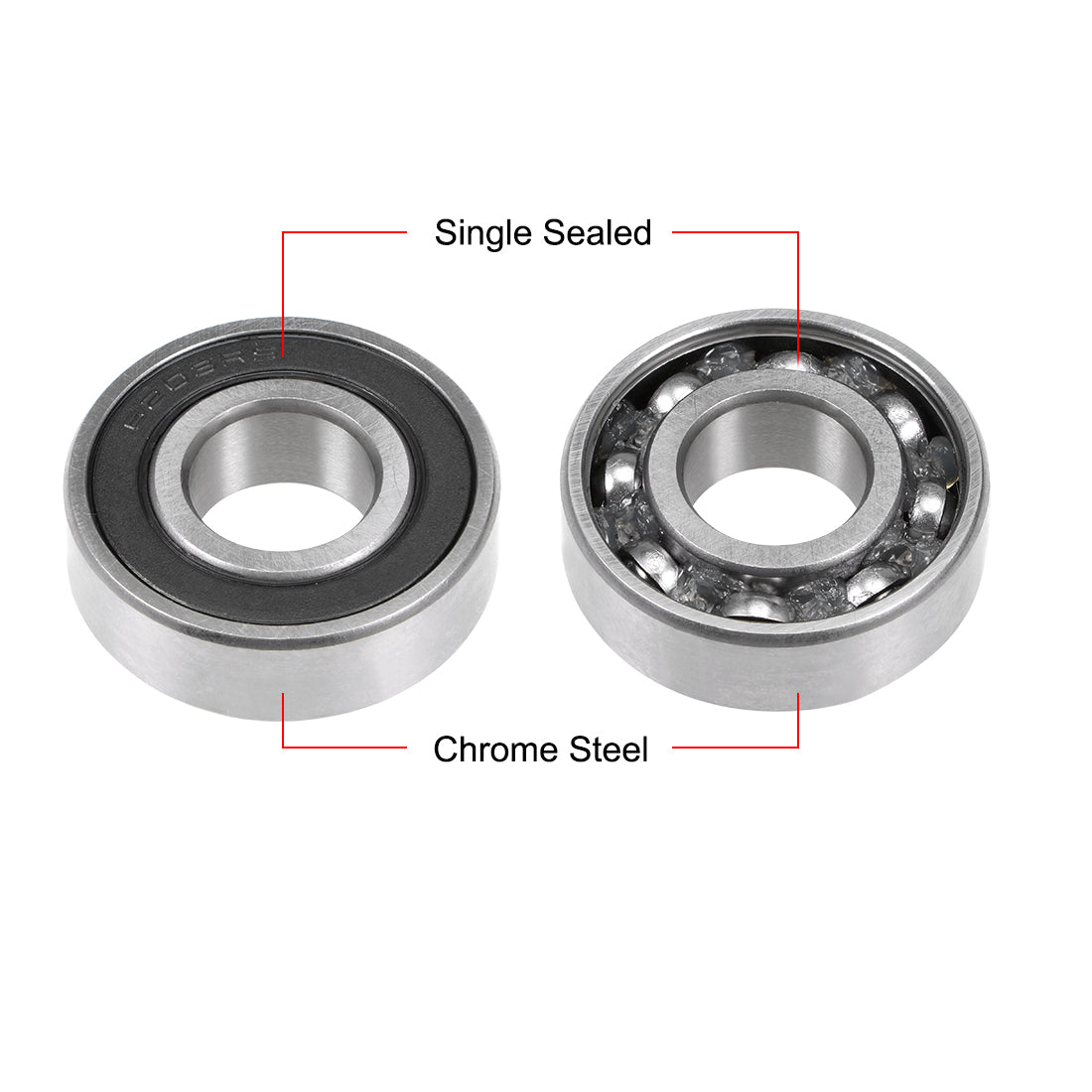 Harfington Deep Groove Ball Bearings Single Sealed Chrome Steel