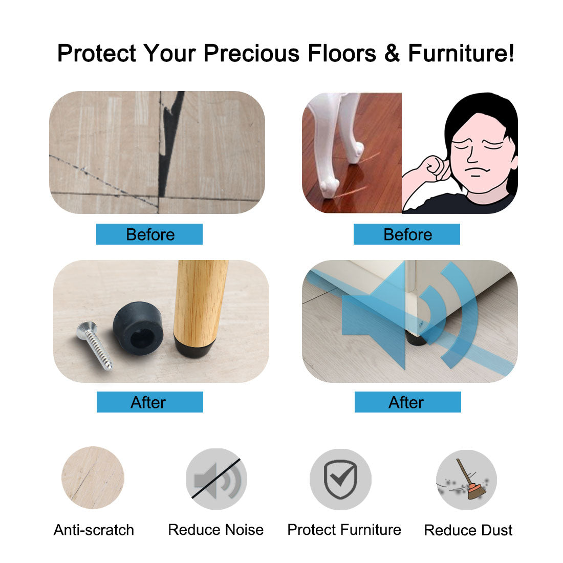 Harfington 12pcs Rubber Feet Bumper Leg Printer with Metal Washer and Screws, D24x19xH15mm