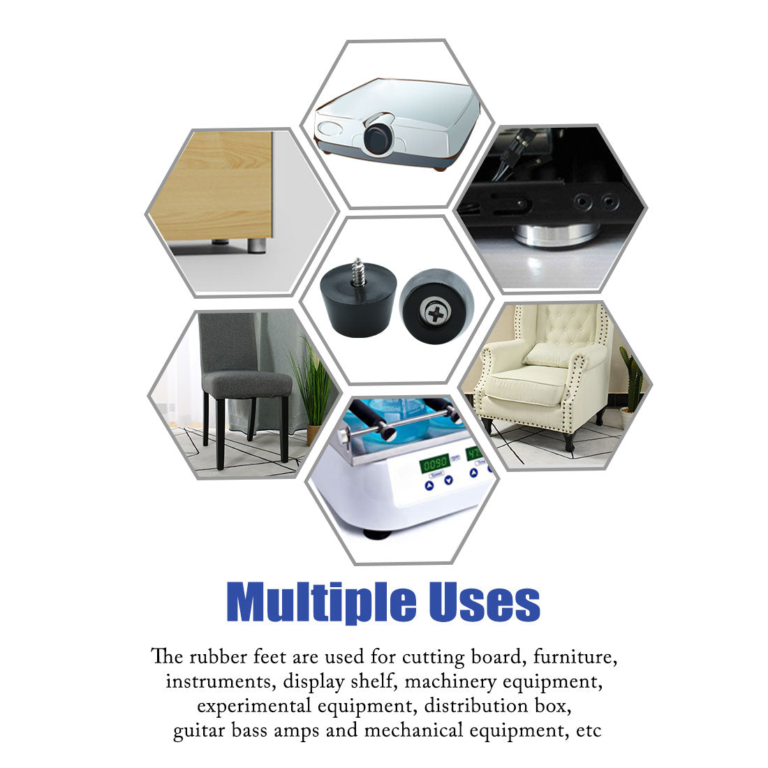 Harfington 12pcs Rubber Feet Bumper Leg Printer with Metal Washer and Screws, D24x19xH15mm