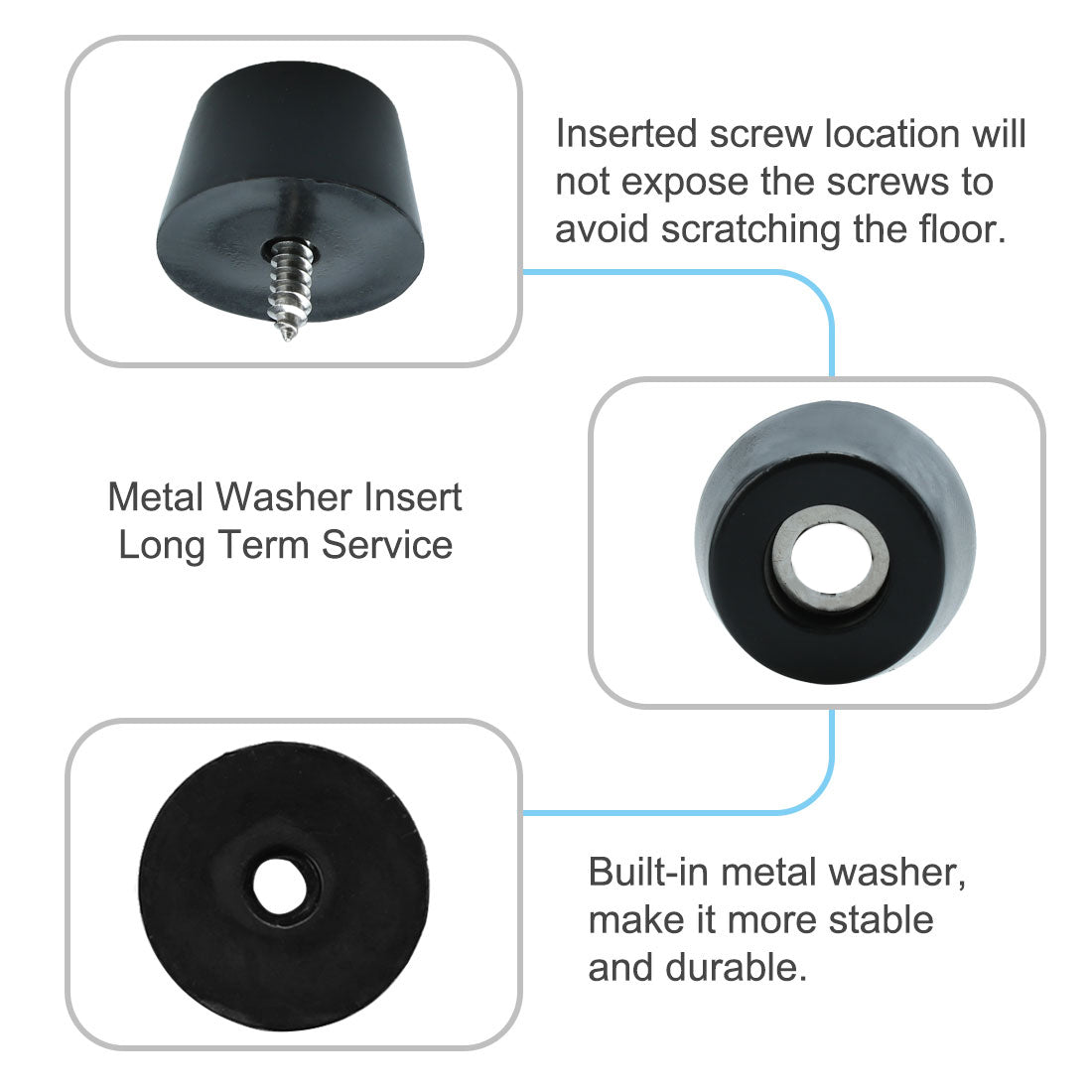 Harfington 12pcs Rubber Feet Bumper Leg Printer with Metal Washer and Screws, D24x19xH15mm