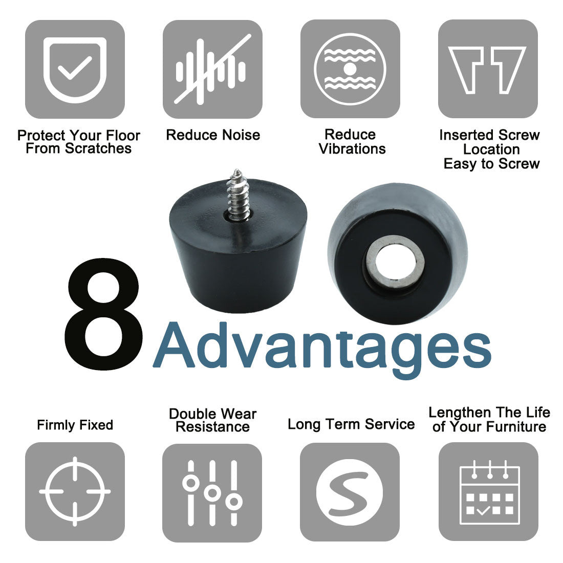 Harfington 12pcs Rubber Feet Bumper Leg Printer with Metal Washer and Screws, D24x19xH15mm