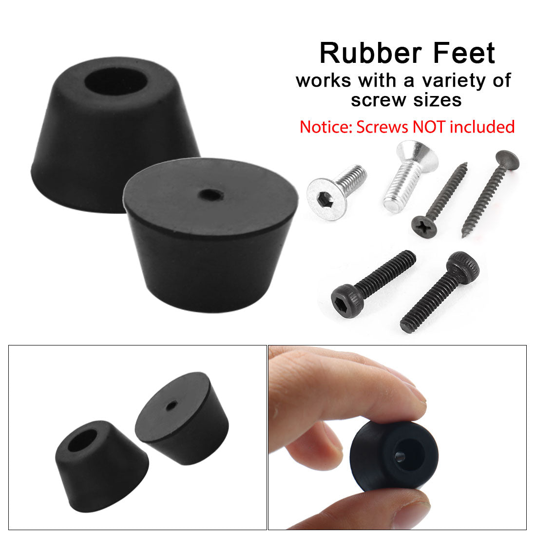 Harfington 12pcs Rubber Feet Bumper Amplifier Speaker Desk Cabinet Leg Pads, D25x18xH15mm