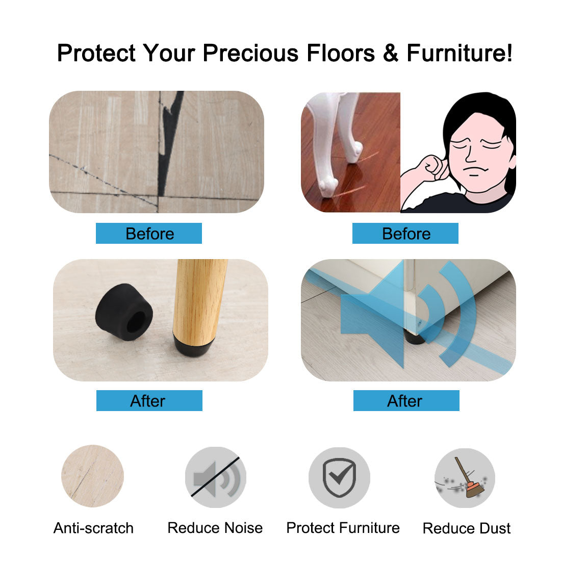 Harfington 12pcs Rubber Feet Bumper Amplifier Speaker Desk Cabinet Leg Pads, D25x18xH15mm