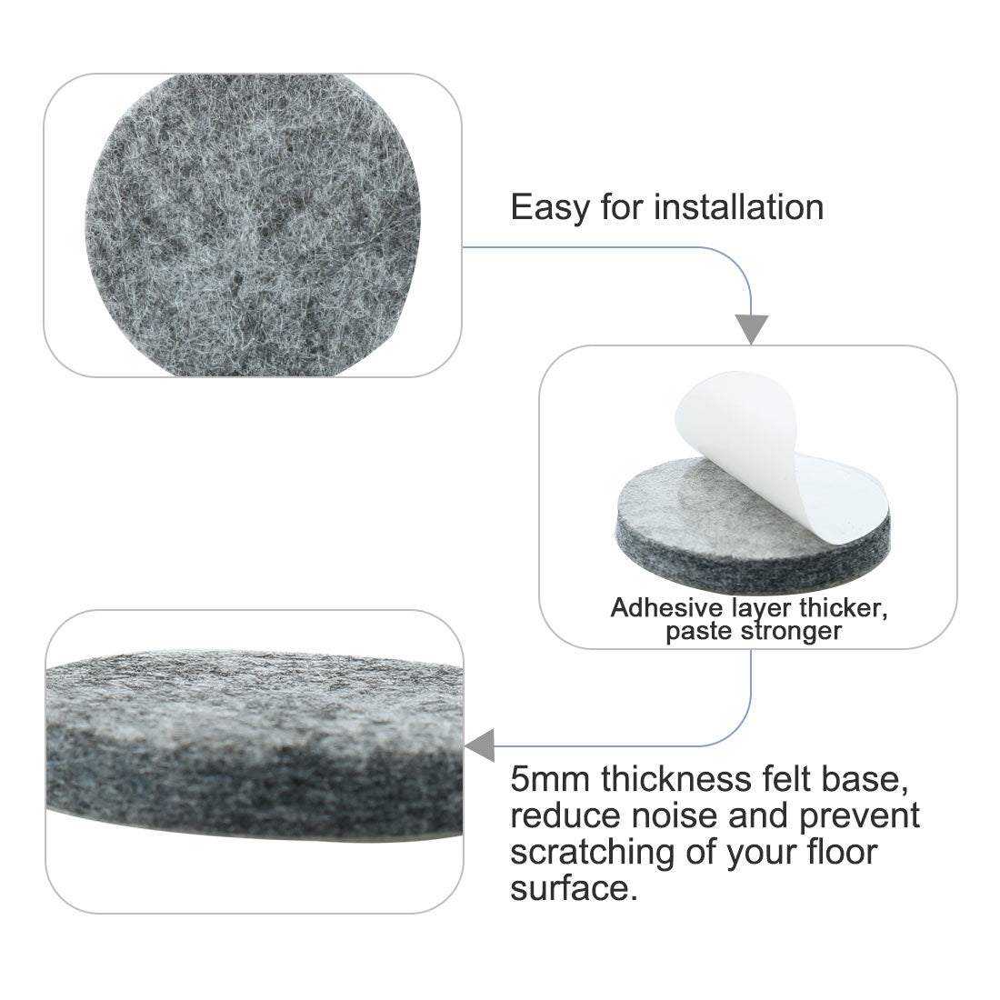 Harfington Felt Pads Grippers Round Self Stick Anti Slip 36pcs