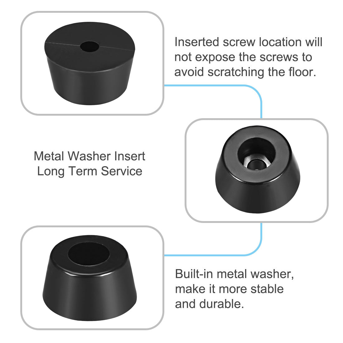 Harfington Rubber Feet Bumpers Pads D14x12xH8mm Black 20pcs