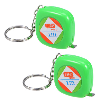 Harfington Measuring Tape Retractable 3.28Ft 1 Meter Plastic Case Metric Tape Measure Ruler 2pcs