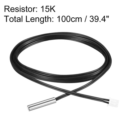 Harfington 15K NTC Thermistor Probe 39.4 Inch Stainless Steel Sensitive Temperature Temp Sensor for Air Conditioner