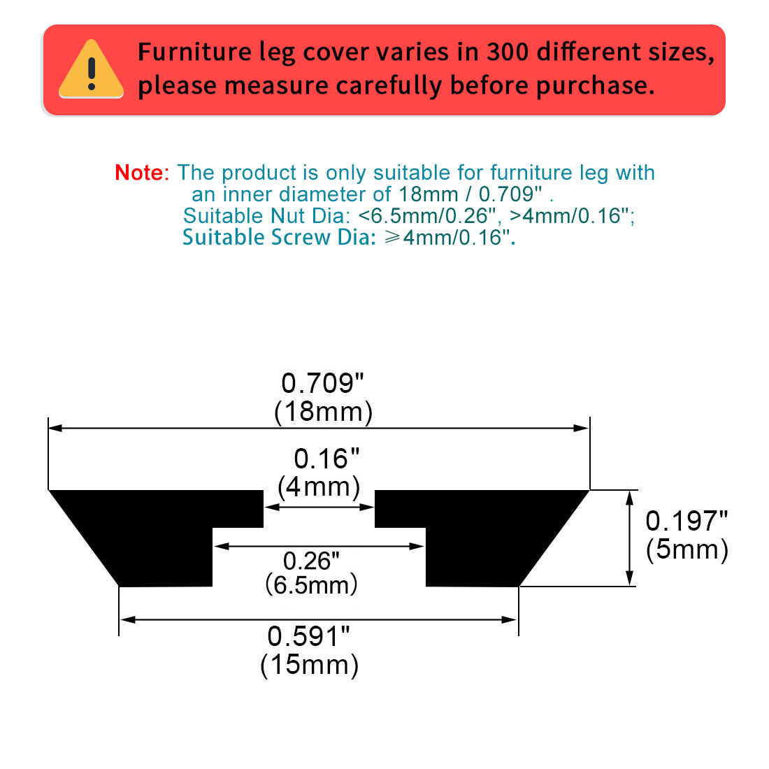 Harfington 12pcs Rubber Feet Bumper Floor Protector for Furniture Chair Feet with Washer