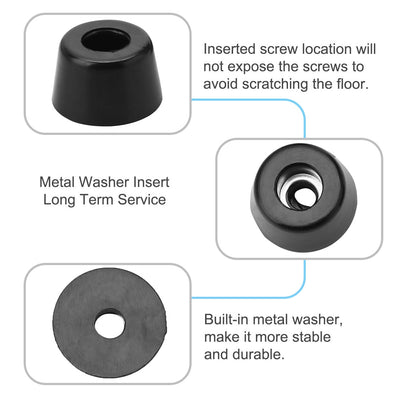 Harfington 12pcs Rubber Feet Bumper Floor Protector for Furniture Chair Feet with Washer