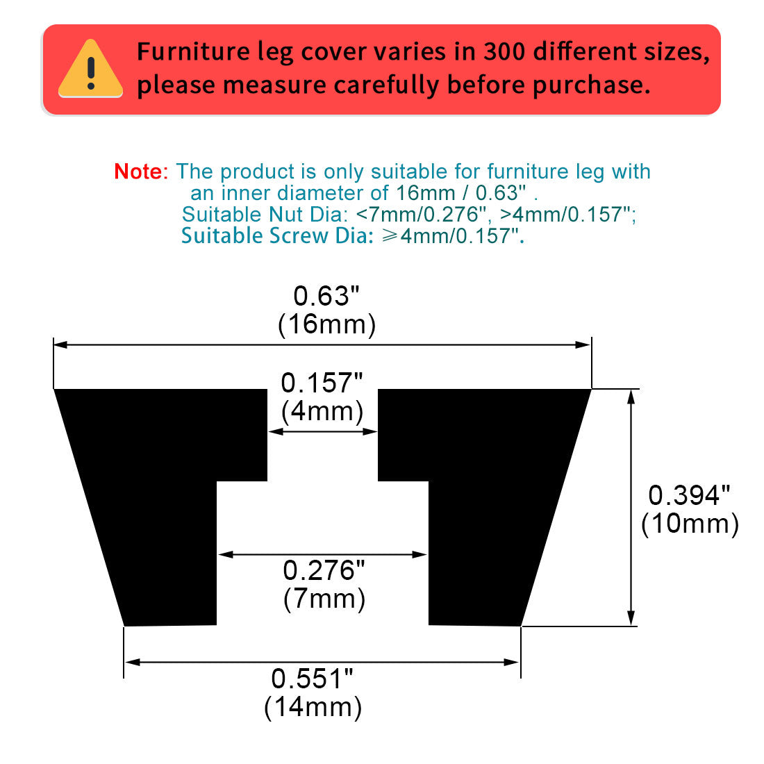 Harfington 16pcs Rubber Feet Bumper Floor Protector for Furniture Chair Feet with Washer