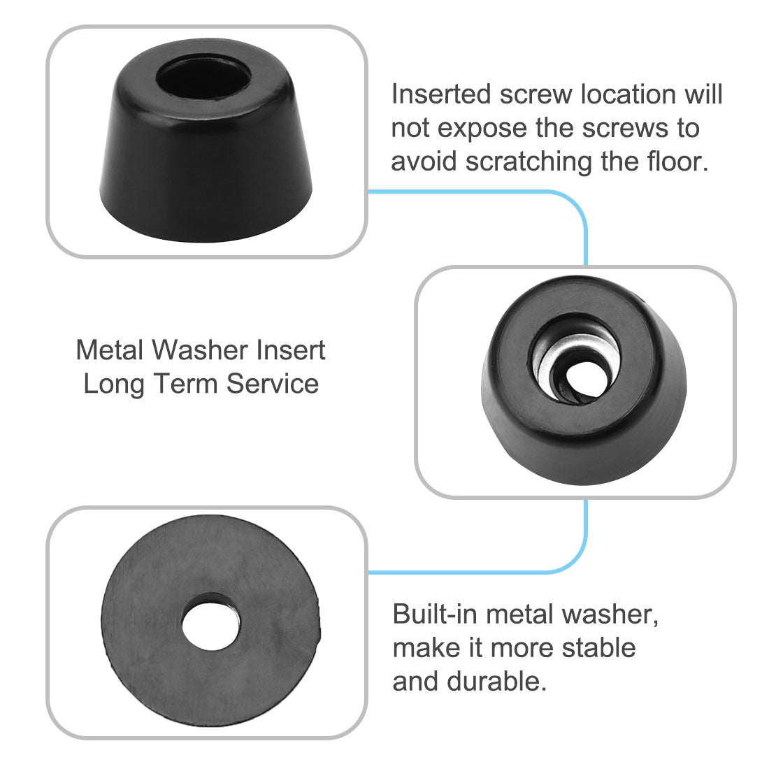 Harfington 16pcs Rubber Feet Bumper Floor Protector for Furniture Chair Feet with Washer