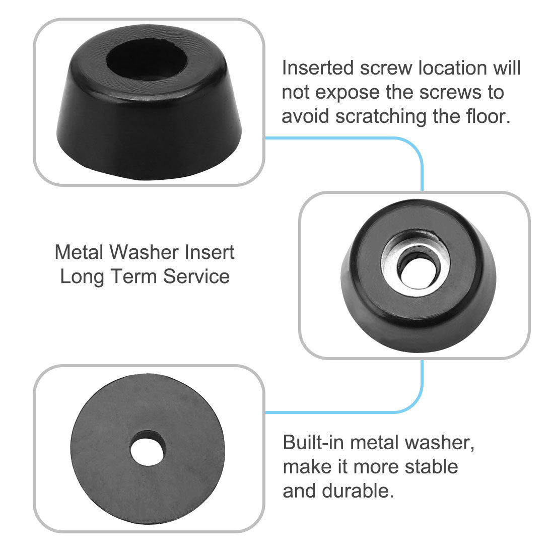 Harfington 18 Stück Gummifüße, Stoßstangenpuffer, Schrank, Schreibtischbeinpolsterschutz mit Metallscheibe