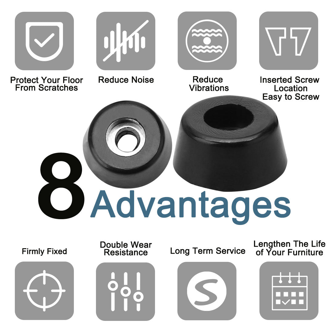 Harfington 18 Stück Gummifüße, Stoßstangenpuffer, Schrank, Schreibtischbeinpolsterschutz mit Metallscheibe