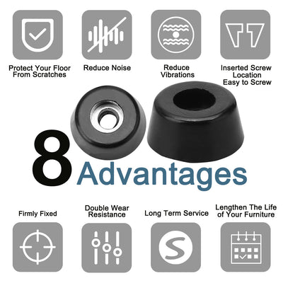 Harfington 18 Stück Gummifüße, Stoßstangenpuffer, Schrank, Schreibtischbeinpolsterschutz mit Metallscheibe