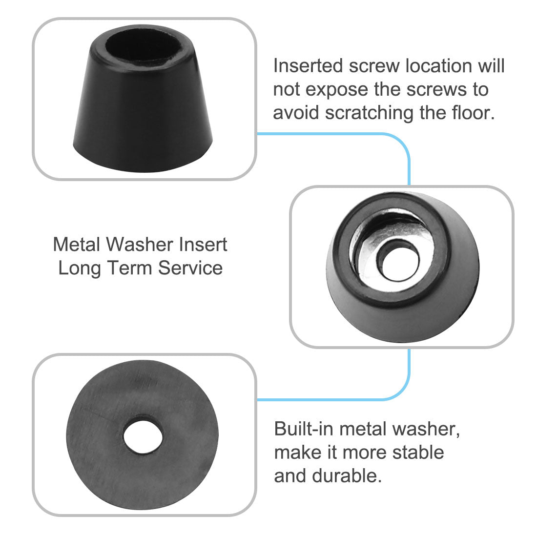 Harfington 16pcs Rubber Feet Bumper Floor Protector for Furniture Chair Feet with Washer