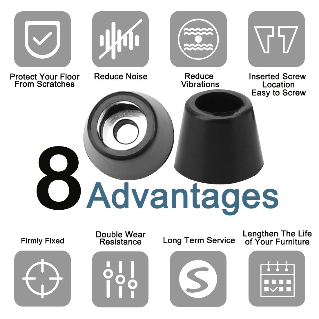 Harfington 16pcs Rubber Feet Bumper Floor Protector for Furniture Chair Feet with Washer