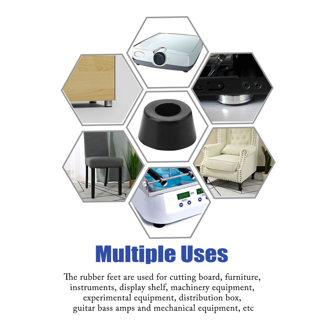 Harfington 18pcs Rubber Feet Bumper Buffer Cabinet Desk Leg Pad Protector with Metal Washer