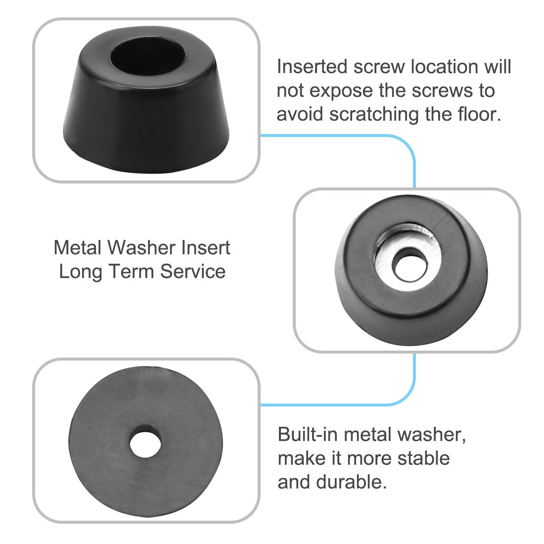 Harfington 18 Stück Gummifüße, Stoßstangenpuffer, Schrank, Schreibtischbeinpolsterschutz mit Metallscheibe