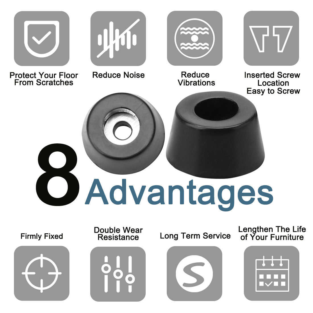 Harfington 18 Stück Gummifüße, Stoßstangenpuffer, Schrank, Schreibtischbeinpolsterschutz mit Metallscheibe