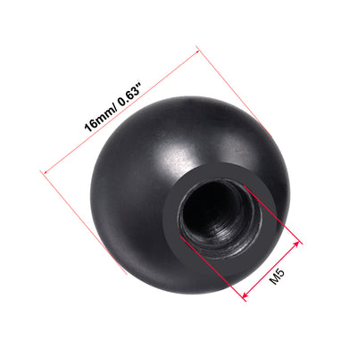 Harfington 4Pcs Thermoset Ball KnobFemale Threaded Machine Handle Smooth Rim Black
