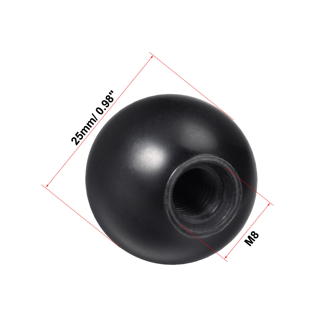 Harfington 5Pcs Thermoset Ball Knob Female Threaded Machine Handle Smooth Rim Black