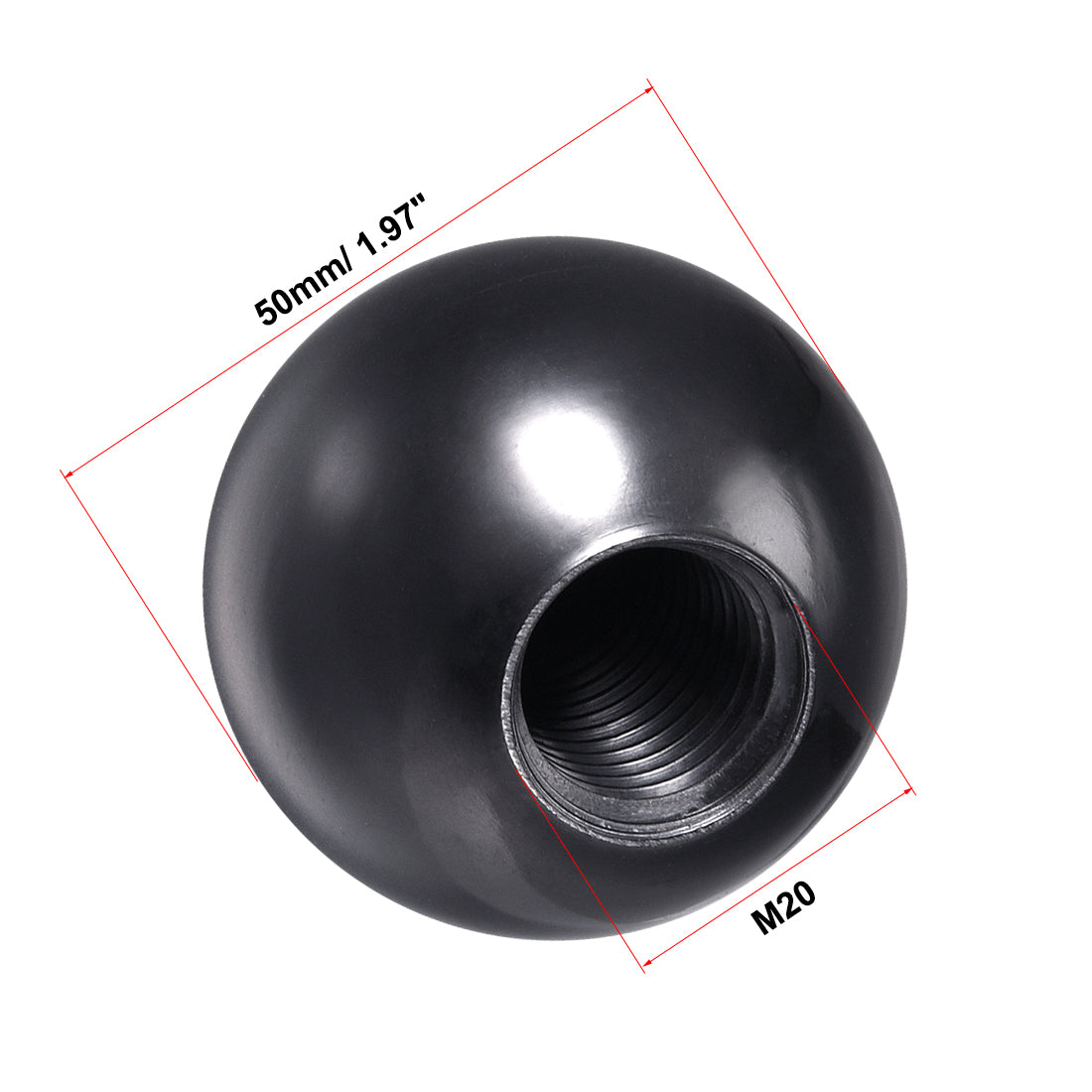 Harfington 5Pcs Thermoset Ball Knob Female Threaded Machine Handle Smooth Rim Black