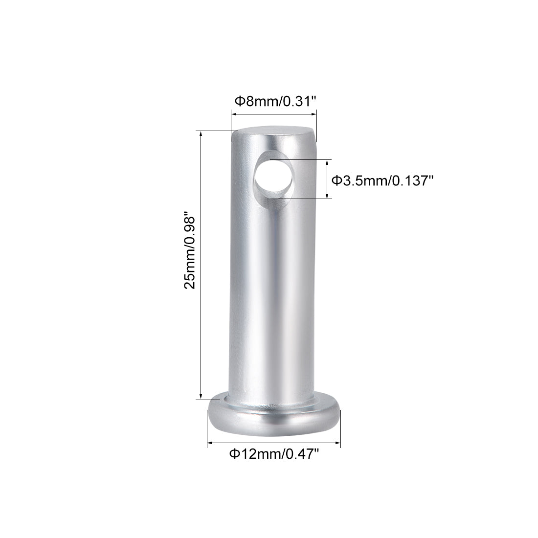 Harfington Single Hole Clevis Pins, Flat Head Zinc-Plating Steel