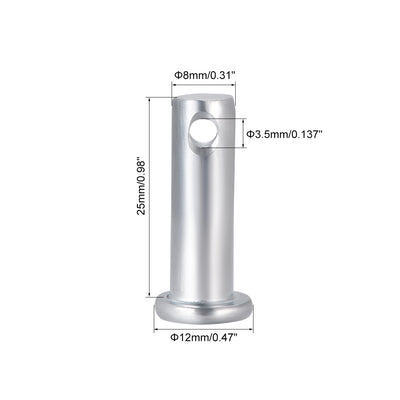 Harfington Single Hole Clevis Pins, Flat Head Zinc-Plating Steel