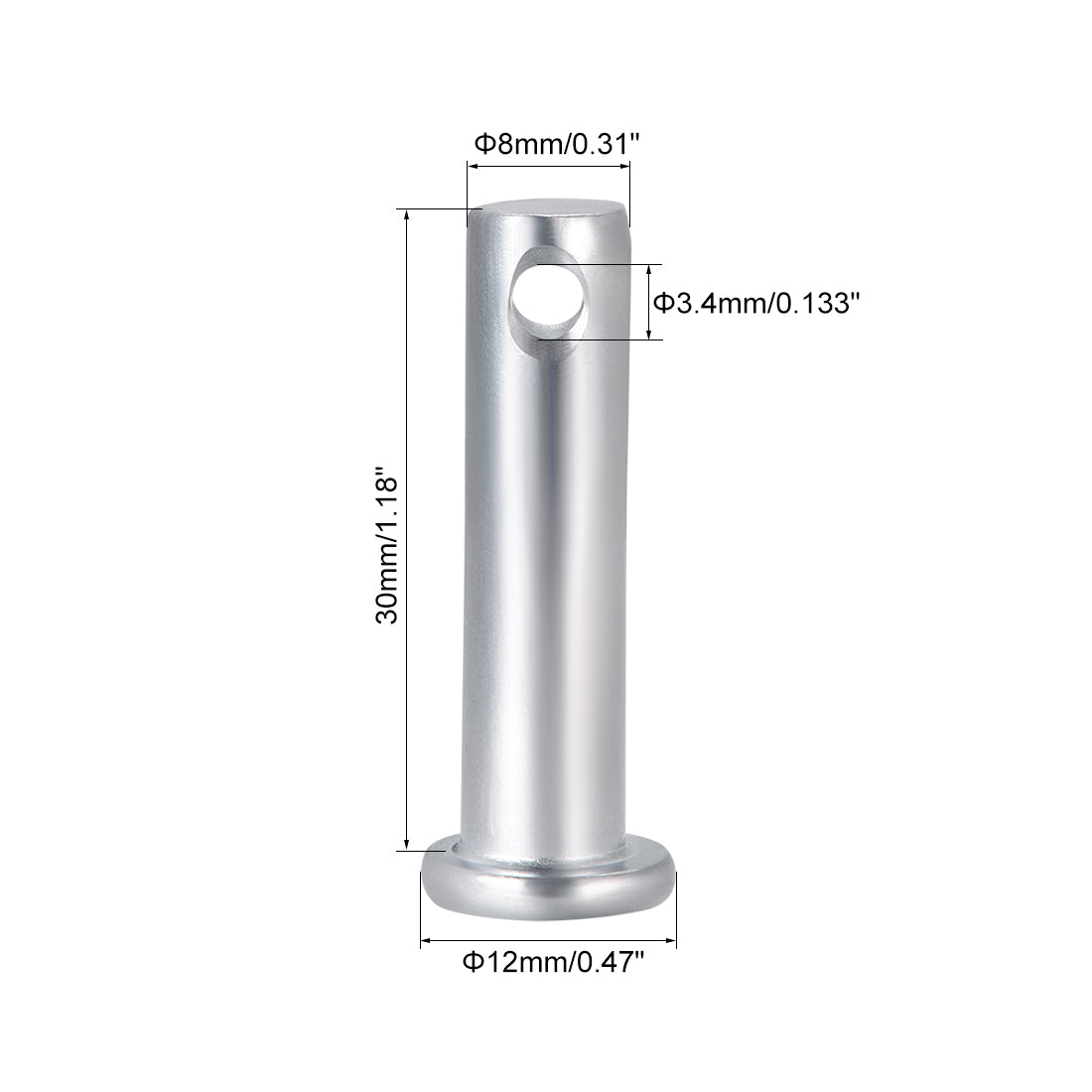 Harfington Single Hole Clevis Pins, Flat Head Zinc-Plating Steel