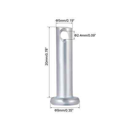 Harfington Single Hole Clevis Pins, Flat Head Zinc-Plating Steel