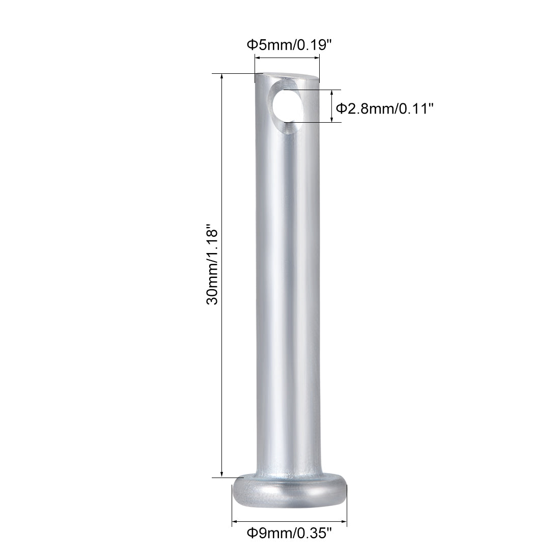 Harfington Single Hole Clevis Pins, Flat Head Zinc-Plating Steel