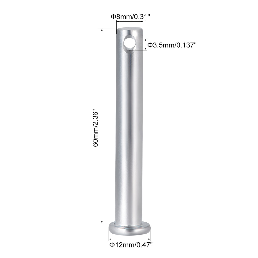 Harfington Single Hole Clevis Pins, Flat Head Zinc-Plating Steel
