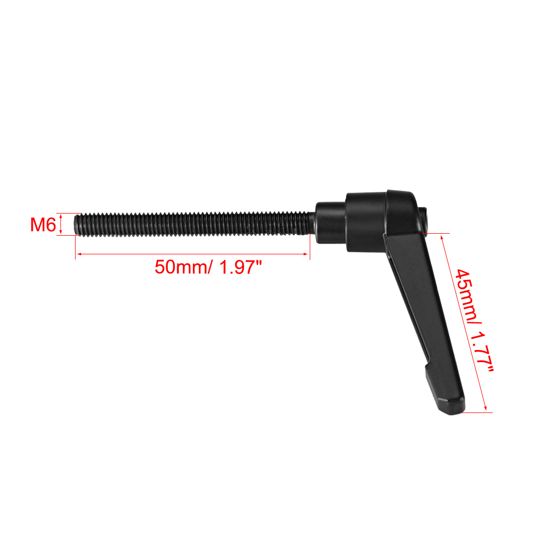 Harfington M6 x 50mm Handle Adjustable Clamping Lever Thread Push Button Ratchet Male Threaded Stud