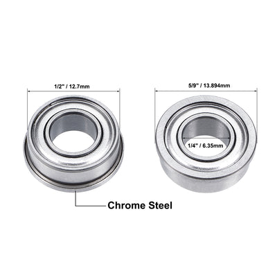 Harfington FR188ZZ Flange Ball Bearing 1/4"x1/2"x3/16" Double Shielded GCr15 Bearings 5pcs