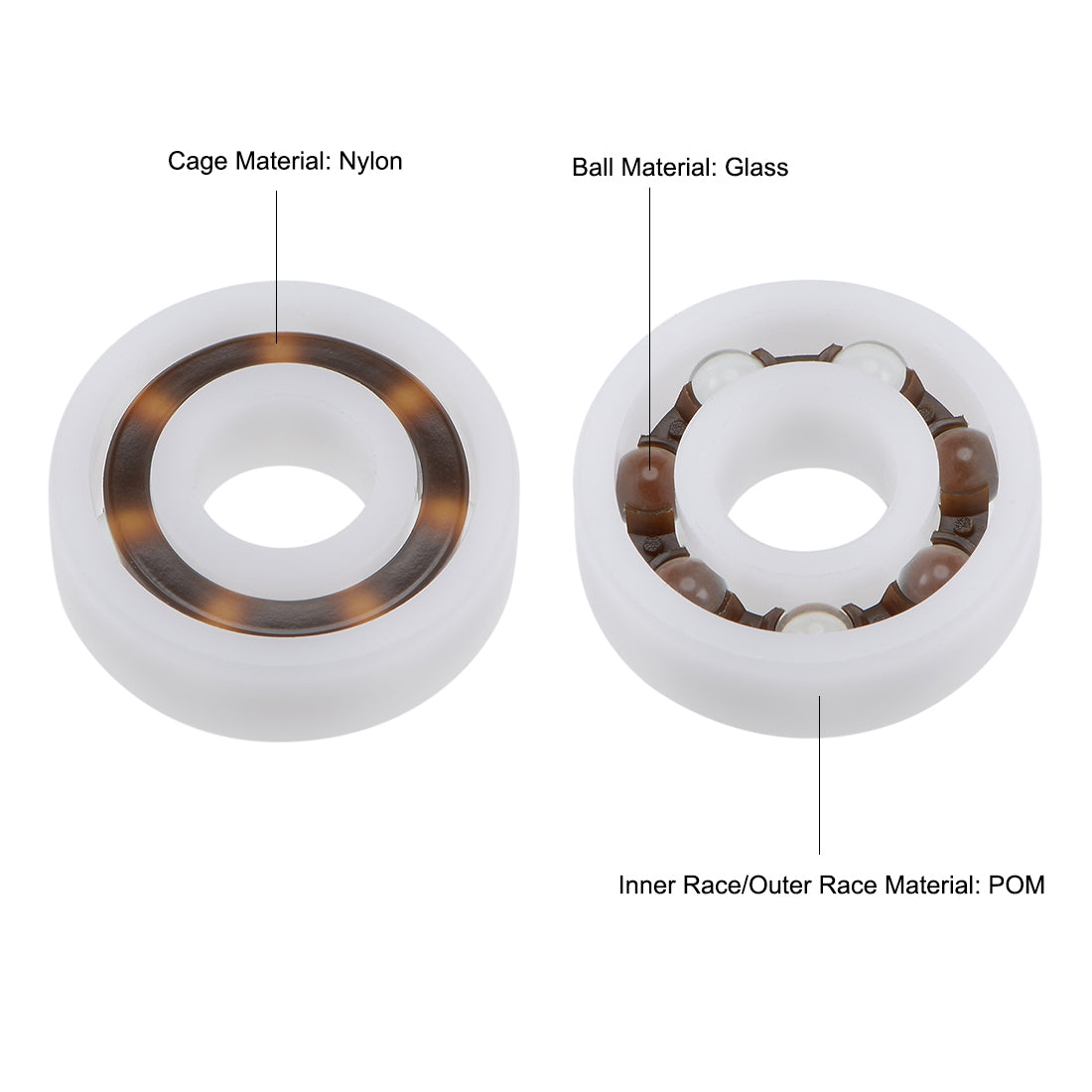 Harfington 6000 POM Plastic Bearings 10x26x8mm Glass Ball Nylon Cage 5pcs