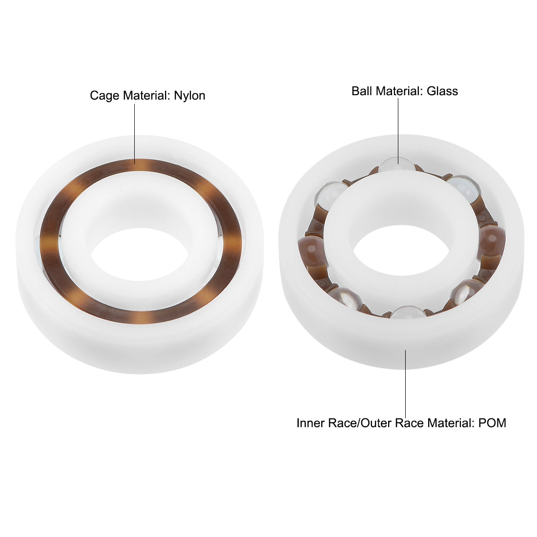 Harfington 6001 POM Plastic Bearings 12x28x8mm Glass Ball Nylon Cage 5pcs