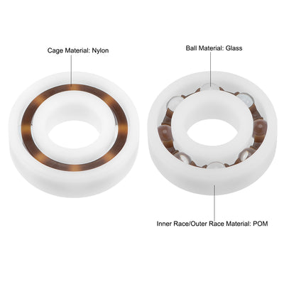 Harfington 6001 POM Plastic Bearings 12x28x8mm Glass Ball Nylon Cage 5pcs