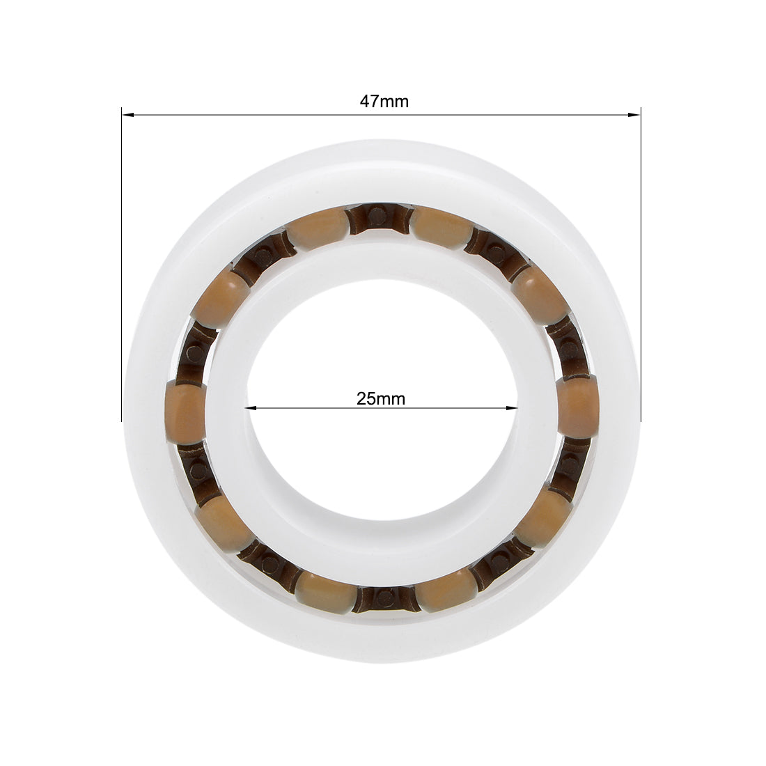 Harfington 6005 POM Plastic Bearings 25x47x12mm Glass Ball Nylon Cage 2pcs