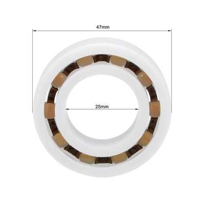 Harfington 6005 POM Plastic Bearings 25x47x12mm Glass Ball Nylon Cage 2pcs
