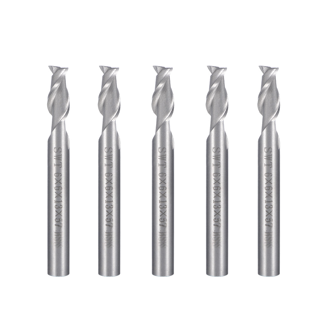 Harfington 5pcs 6mm Shank 6mm x 13mm Straight Flat Nose End Mill Cutter CNC Router Bits 2 Flute