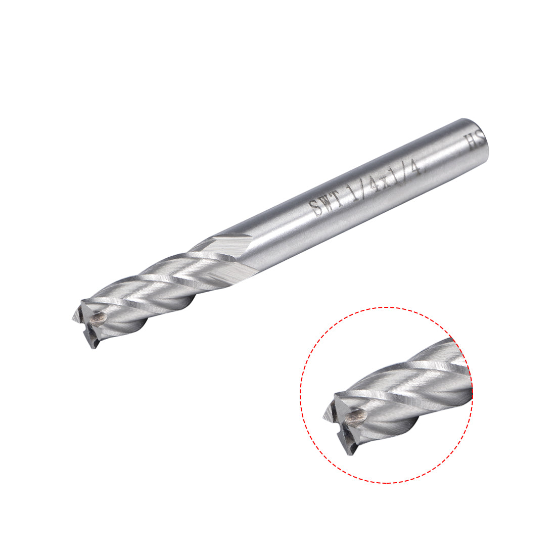 Harfington 3Pcs 1/4" Cutting HSSAL Spiral Drill Bit Straight End Mill Cutter 4 Flute with 1/4" Shank