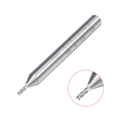 Harfington 1/16" Cutting HSSAL Spiral Drill Bit Straight End Mill Cutter 4 Flute with 1/4" Shank