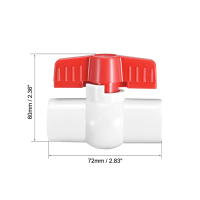 Harfington PVC Ball Valve Supply Pipe Knob Threaded Ends Inner Hole Diameter