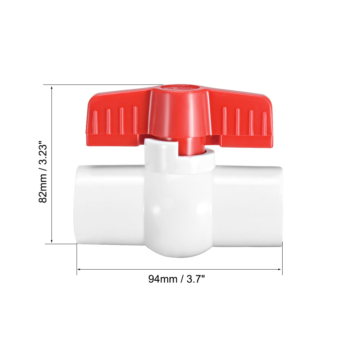 Harfington PVC Ball Valve Supply Pipe Knob Threaded Ends Inner Hole Diameter 2Pcs