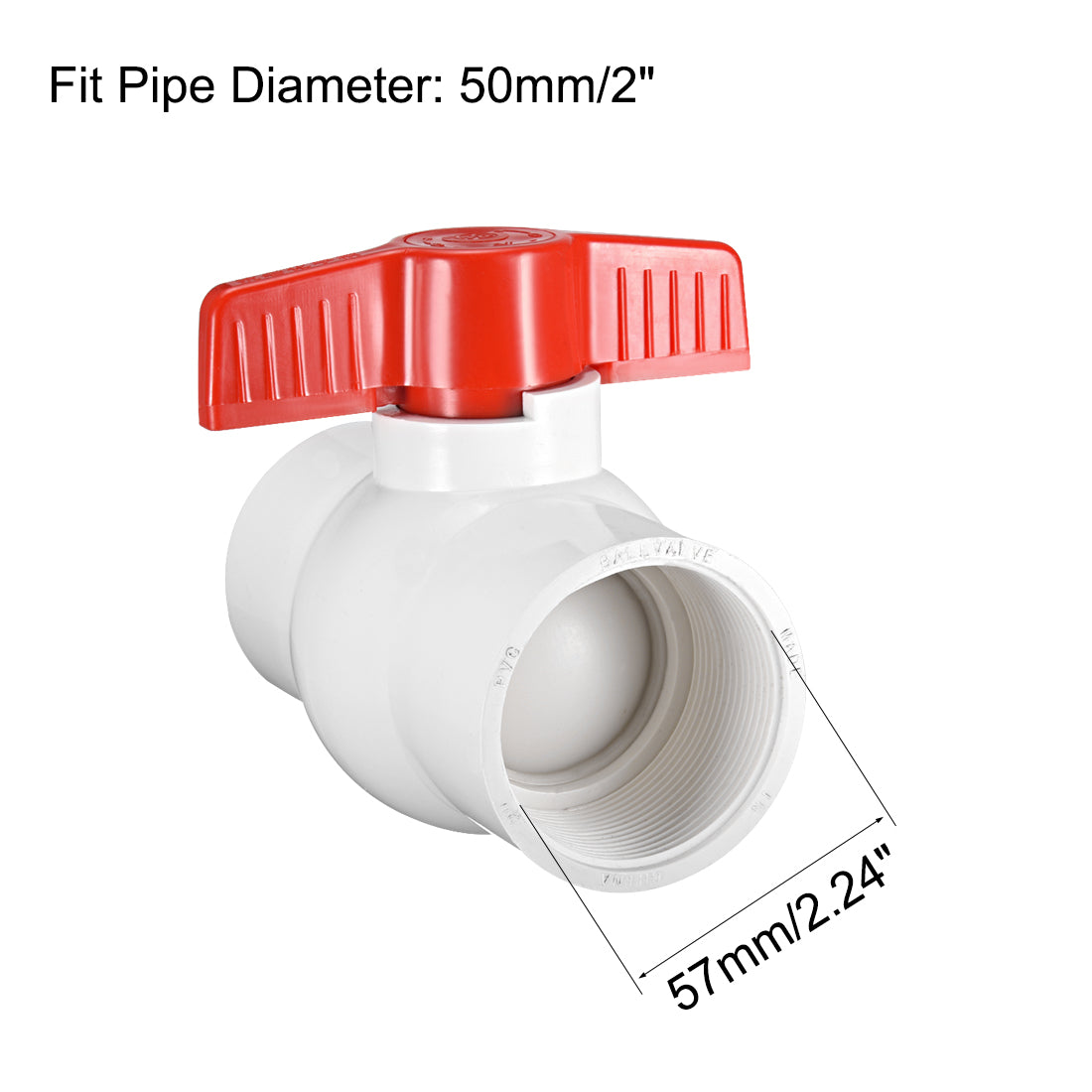 Harfington PVC Ball Valve Supply Pipe Knob Threaded Ends Inner Hole Diameter