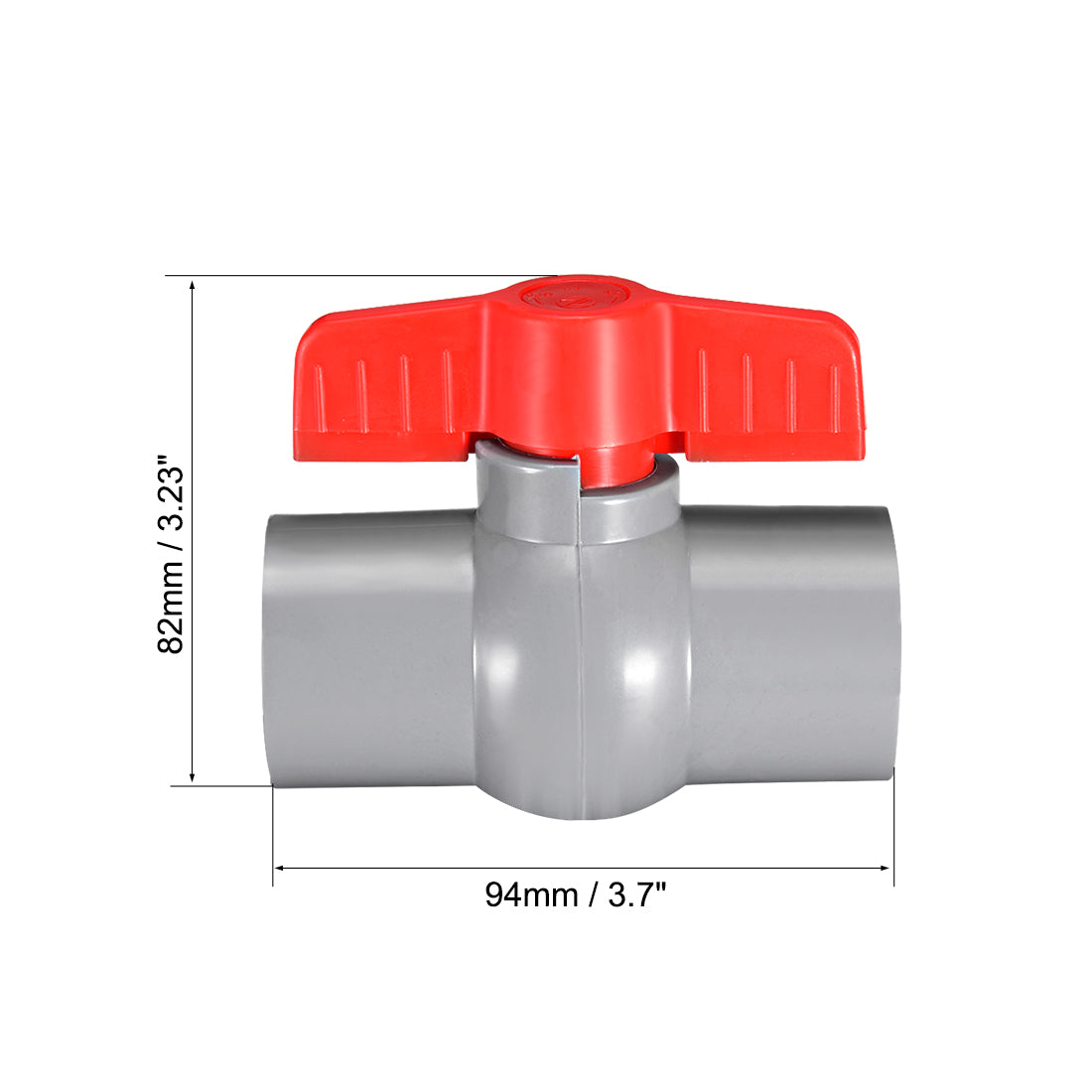 Harfington PVC Ball Valve Supply Pipe Knob Threaded Ends Inner Hole Diameter 2Pcs