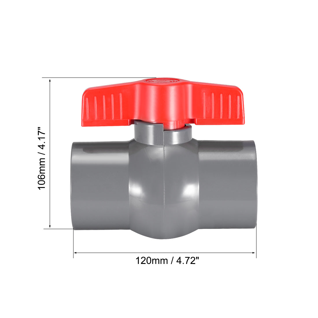 Harfington PVC Ball Valve Supply Pipe Knob Threaded Ends Inner Hole Diameter 2Pcs